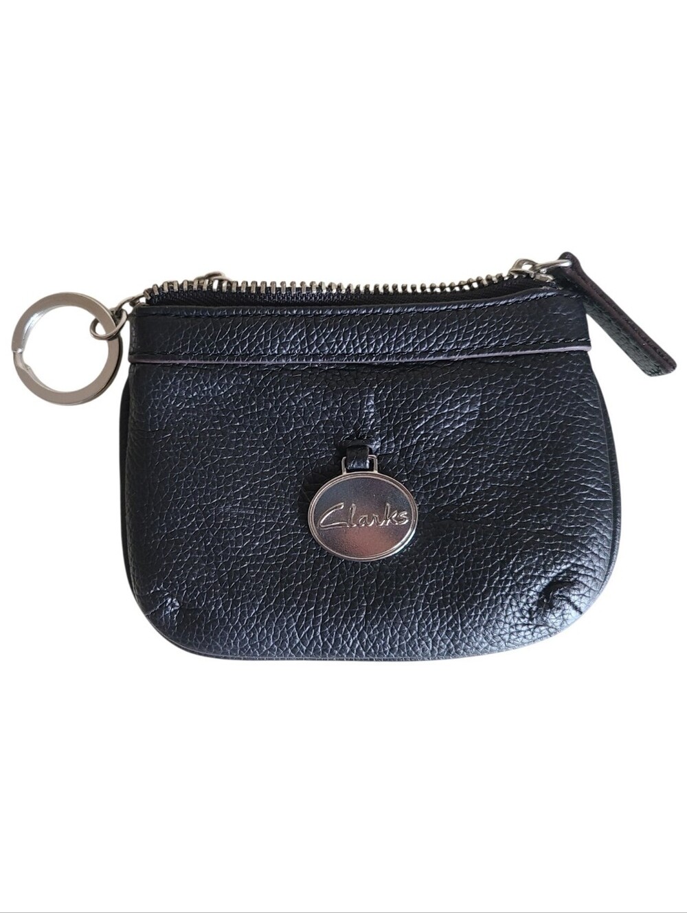 clarks pebble grain leather keychain coin purse & card holder